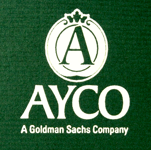 Closeup of AYCO logo stamped in pigment foil