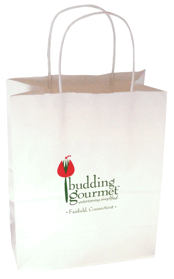 Pigment foil Stamped on Budding Gourmet shopping bag